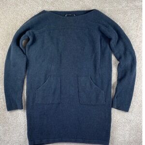 Peruvian Connection Charcoal Gray Textured Knit Long Sleeve Sweater Dress  Med